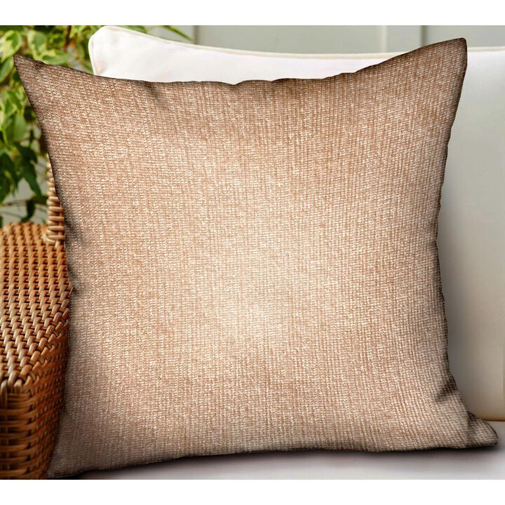 Plutus Brands Lush Sepia Off White Solid Luxury Outdoor/Indoor Throw Pillow