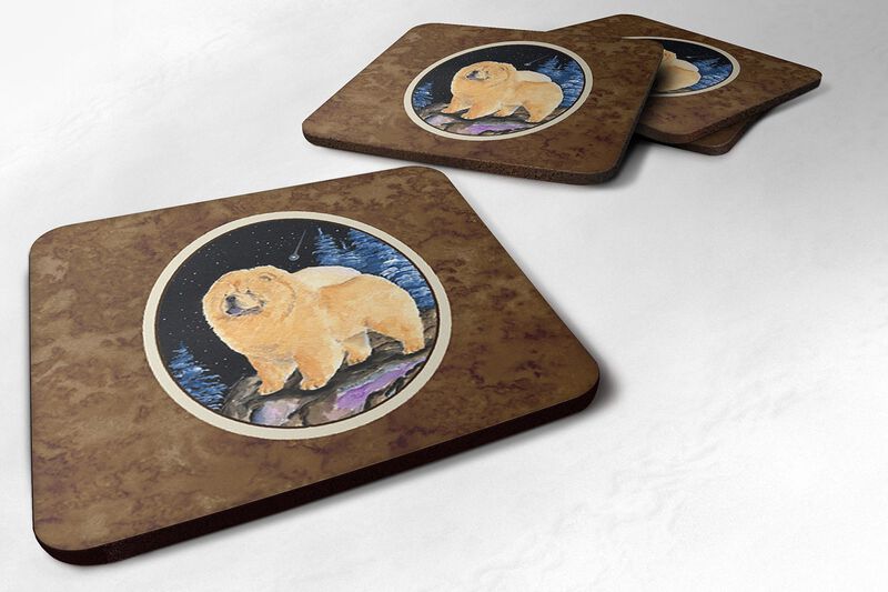Caroline's Treasures SS8454FC Starry Night Chow Chow Foam Coasters Set of 4 (Set of 4), 3.5 H x 3.5 W, Multicolor