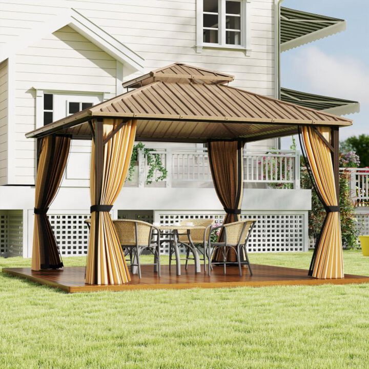 Hivvago Hardtop Gazebo Outdoor Pergola for Patio Garden Deck Lawn Backyard Party Tent