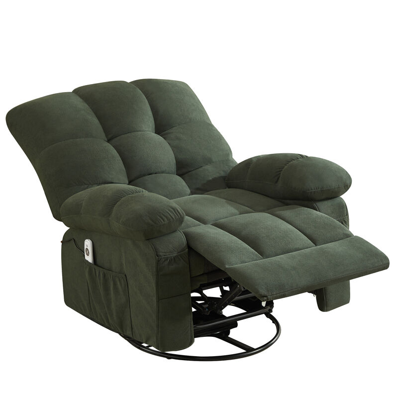 Fabric Swivel Manual Recliner with Massage and USB Port