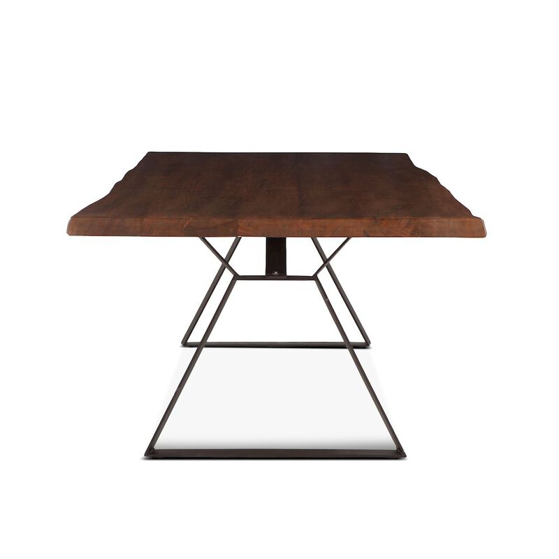 World Interiors Nottingham 106-Inch Acacia Wood Live Edge Dining Table in Walnut Finish