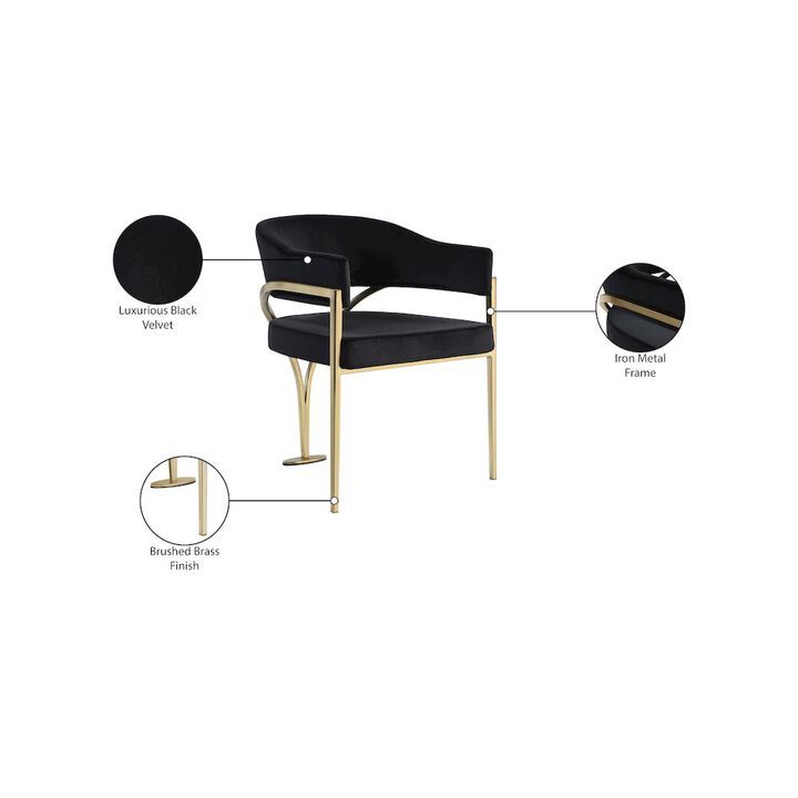 Meridian Furniture Madelyn Black Velvet Dining Chair, Set of 2