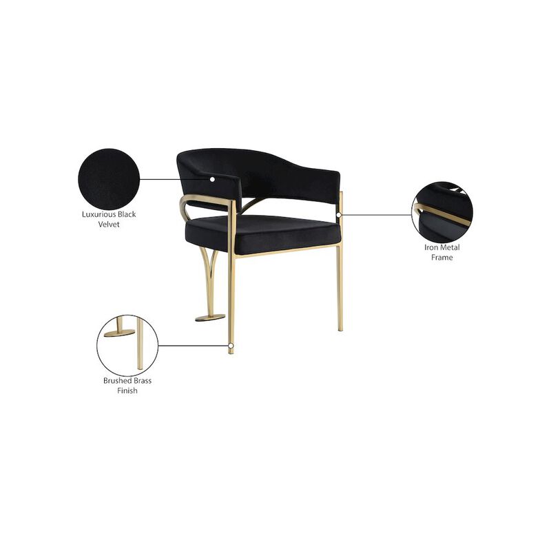 Meridian Furniture Madelyn Black Velvet Dining Chair, Set of 2