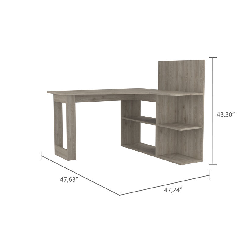 DEPOT E-SHOP Kairi Writing Computer Desk, Five Open Shelves, Light Gray image number 6