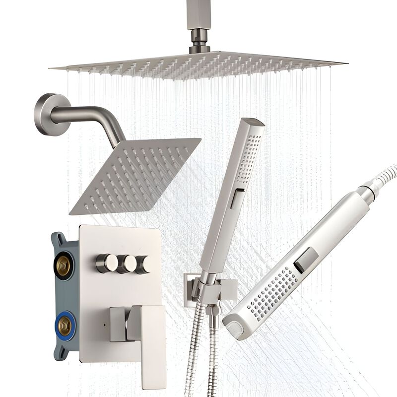 10 Inch Ceiling Mount Rainfall Shower System with Handheld Spray image number 6