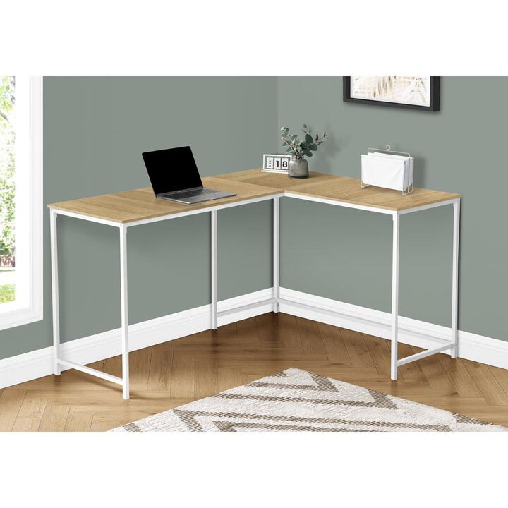 Computer Desk, Home Office, Corner, 58L, L Shape, Work, Laptop, Natural Laminate
