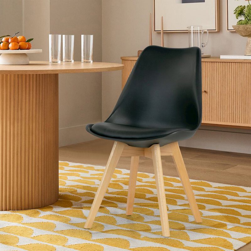 Glamour Home Set of 4 Balint Black Cushioned Plastic Dining Chairs