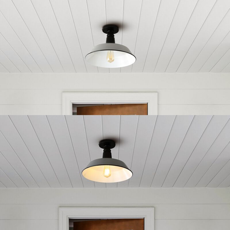 Camila Classic Industrial Indoor/Outdoor Iron LED Semi Flush Mount