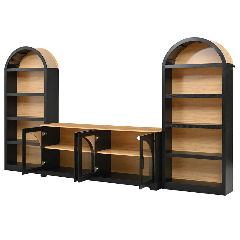 TATEUS Glass Door TV Stand image number 8
