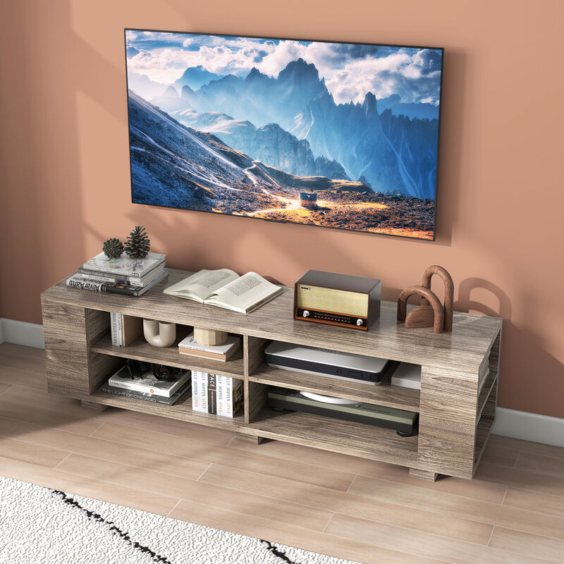 59 Inch Console Storage Entertainment Media Wood TV Stand