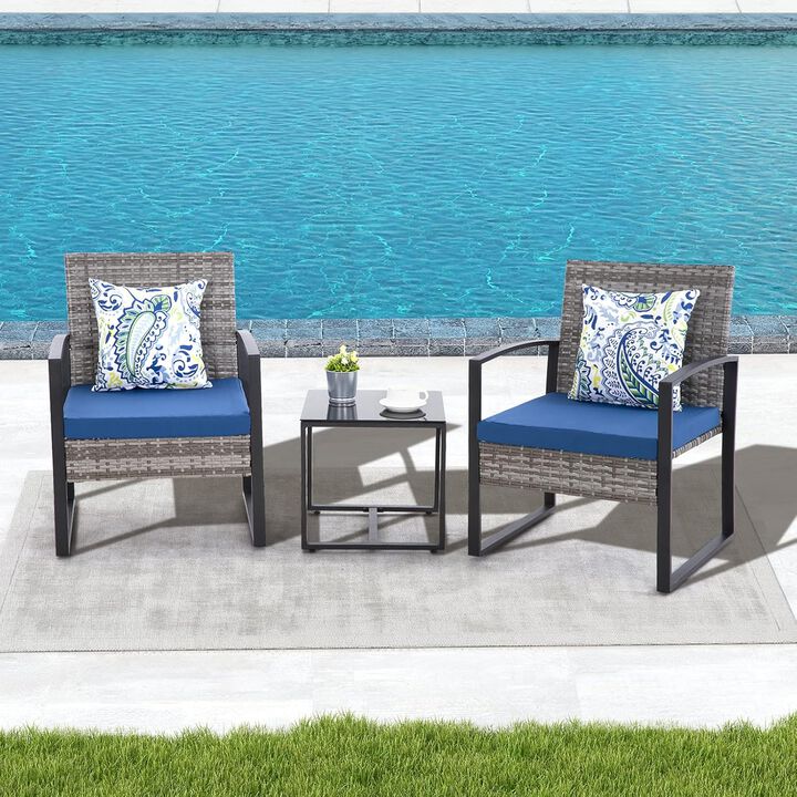 MONDAWE 3 Piece Outdoor Patio Furniture Patio Bistro Set Rattan Balcony Furniture Set