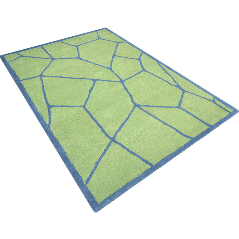 RUGSOTIC CARPETS HAND TUFTED WOOL ECO-FRIENDLY AREA RUGS  - Rectangle Shape, Green & Blue, Contemporary Modern Design, High Pile Handmade Area Rugs for Living Room, Bed Room (K00692) image number 2