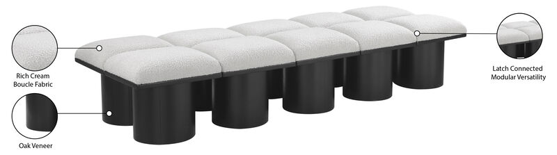 Meridian Furniture Pavilion Cream Boucle Fabric Bench