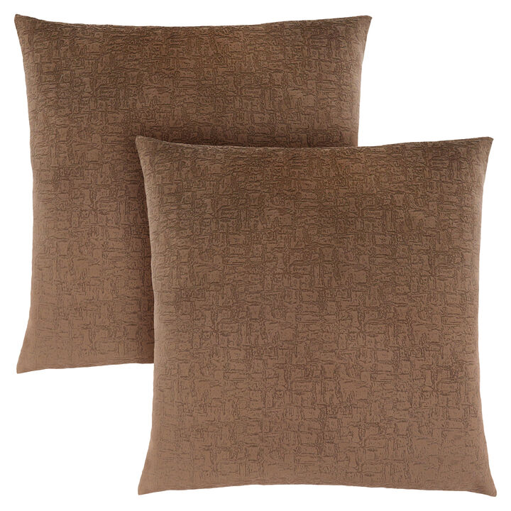 Monarch Specialties I 9277 Pillows, Set Of 2, 18 X 18 Square, Insert Included, Decorative Throw, Accent, Sofa, Couch, Bedroom, Polyester, Hypoallergenic, Brown, Modern