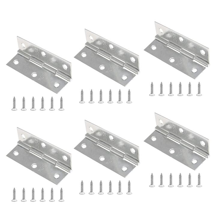 Piutouyar 6Pack Butt Hinge 3 Inch Mini Hinges 304 Stainless Steel Hinges Small Cabinet Hinges Folding Craft Hinges with Mounting