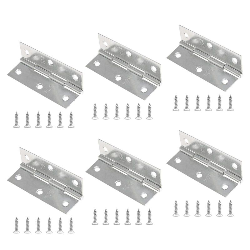 Piutouyar 6Pack Butt Hinge 3 Inch Mini Hinges 304 Stainless Steel Hinges Small Cabinet Hinges Folding Craft Hinges with Mounting