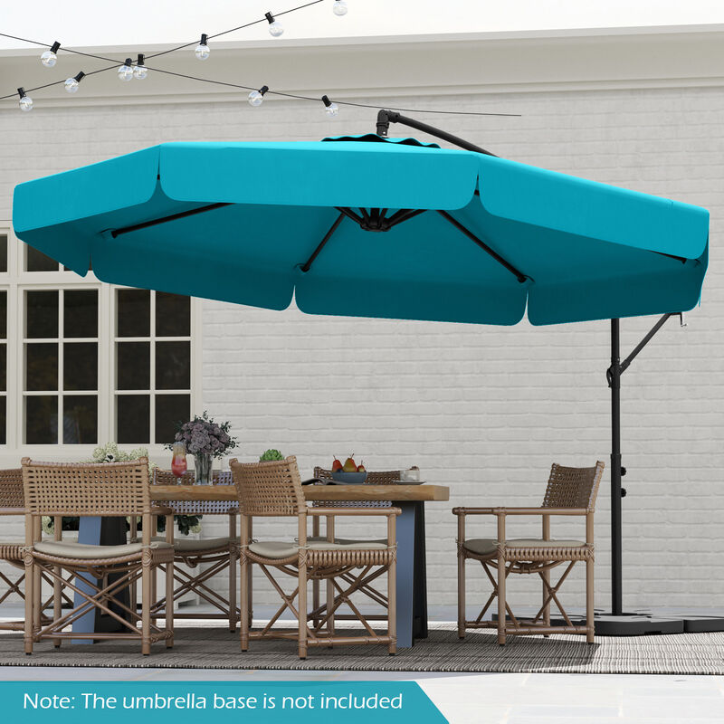 Patio Cantilever Umbrella with Cover &ndash; Tilt Adjustment & Decorative Ruffled Edge