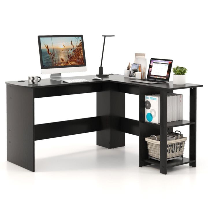 Hivvago Modern L-Shaped Computer Desk with Shelves