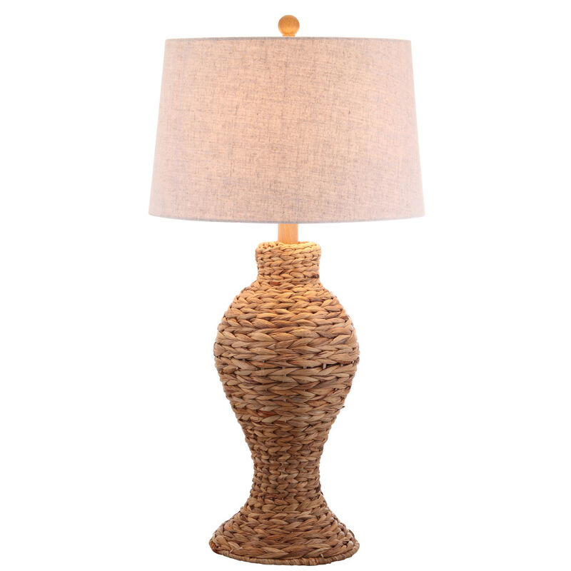 HomeRoots 31" Natural Water Hyacinth Urn Table Lamp With Drum Shade image number 0