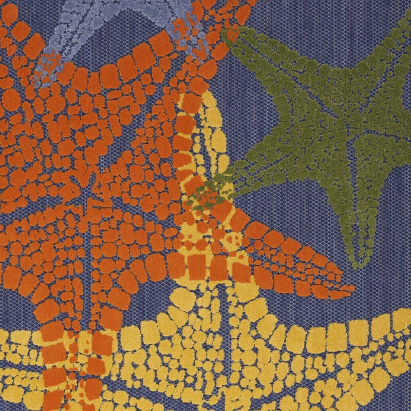 HomeRoots 4' X 6' Blue Yellow And Orange Starfish Indoor Outdoor Area Rug image number 3