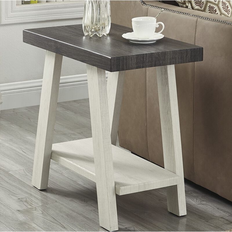 Streamdale Two-Tone Wood Shelf Side Table in Weathered Charcoal and Beige image number 2