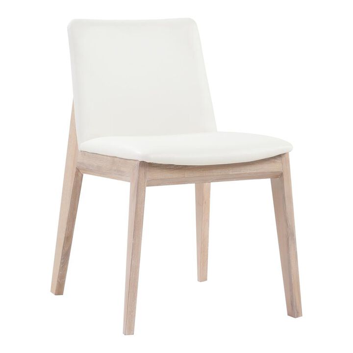 Moe's Home Collection Deco Oak Dining Chair White Pvc-Set Of Two