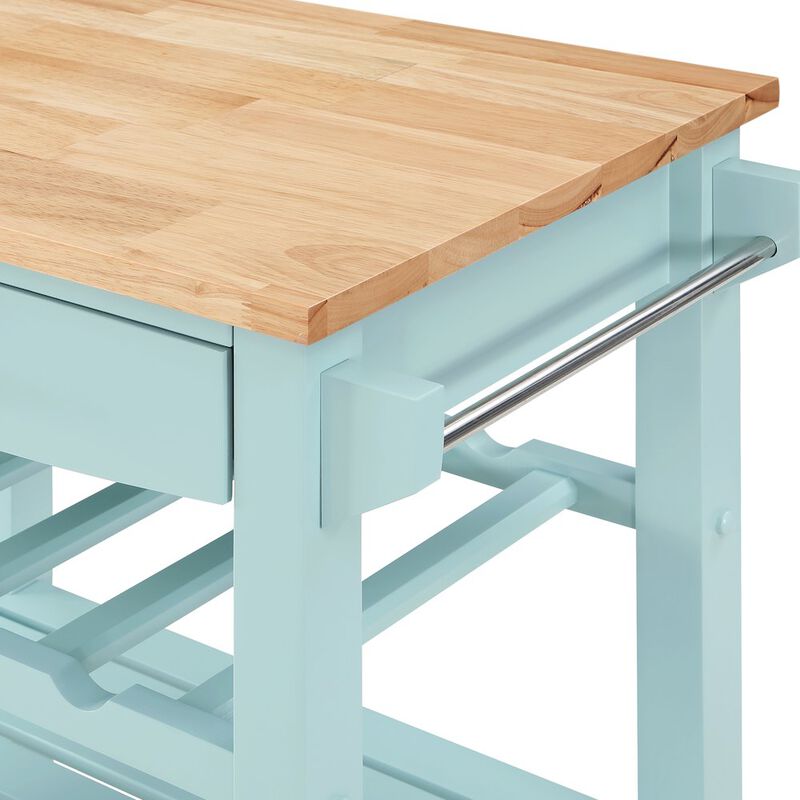 Convenience Concepts Ellaine 4 Tier Butcher Block Kitchen Cart with Drawer and Wine Rack