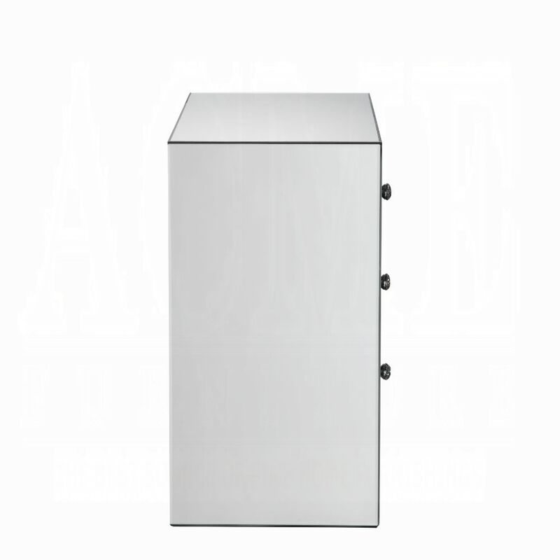 Wood & Mirror Nightstand with Agate Inserts, Silver image number 4