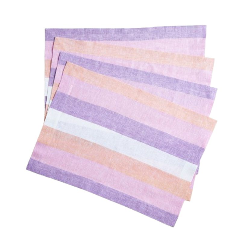 Solino Home Gelato Stripe 100% Linen Placemats &ndash; Set of 4, 14 x 19 in, Machine Washable, Holiday and Everyday Dining