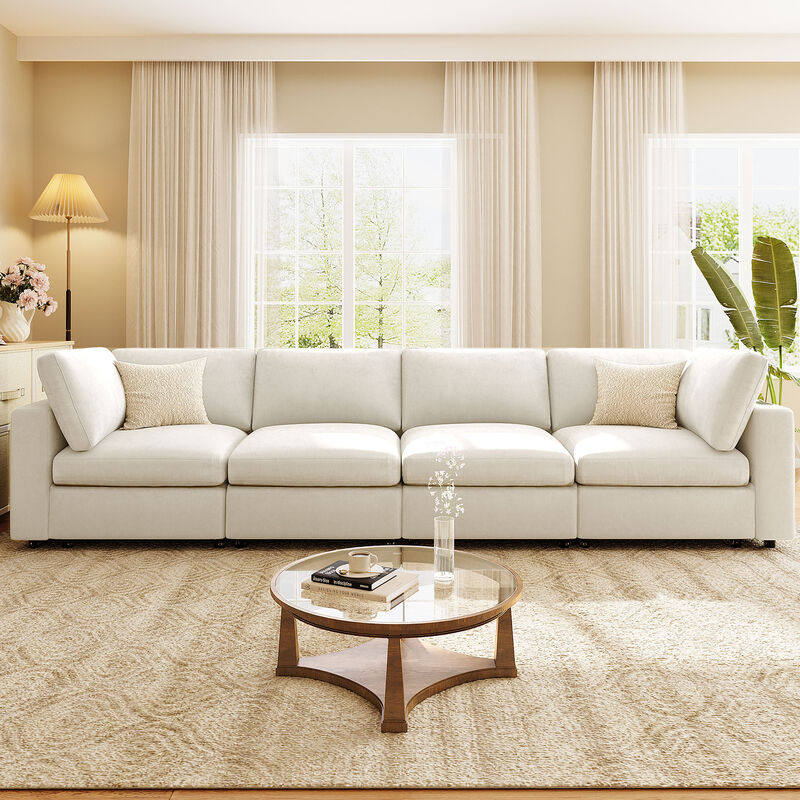 Merax  Upholstered Modular Sofa with Storage Space, USB Charge Ports, Wireless Charging and Built-in Bluetooth Speaker in Arm image number 2