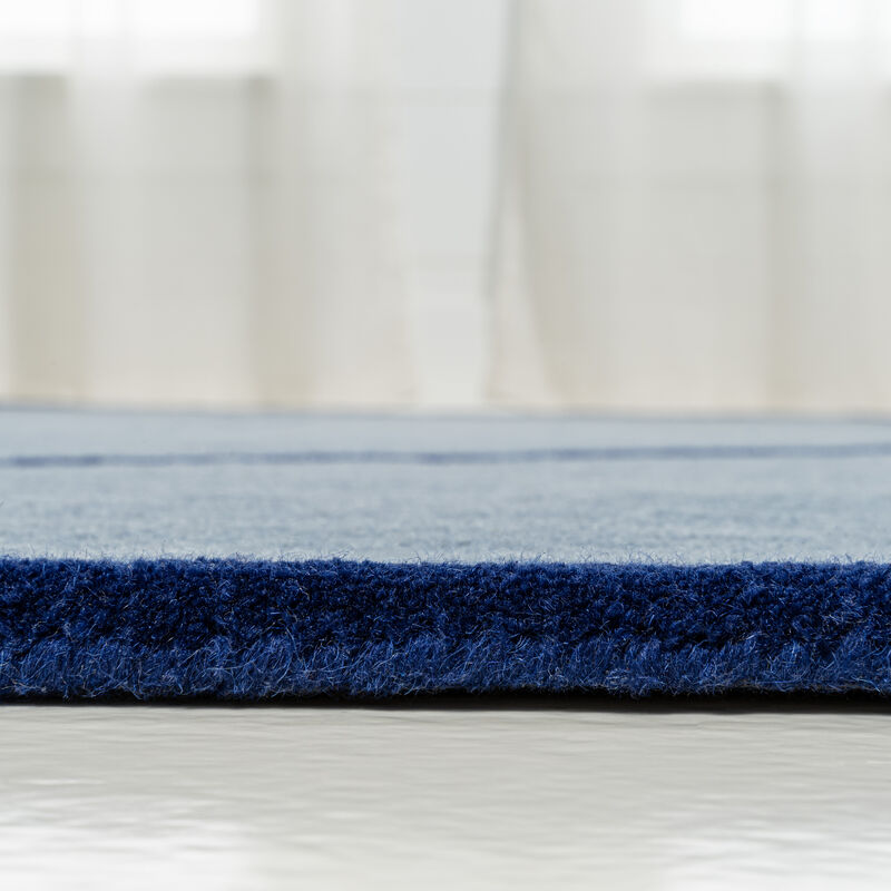 Mosaic Coastal Geometric Border Handwoven Wool Area Rug