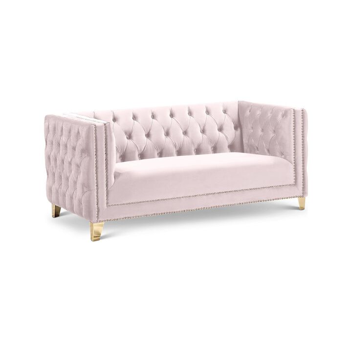 Meridian Furniture Michelle Pink Velvet Loveseat