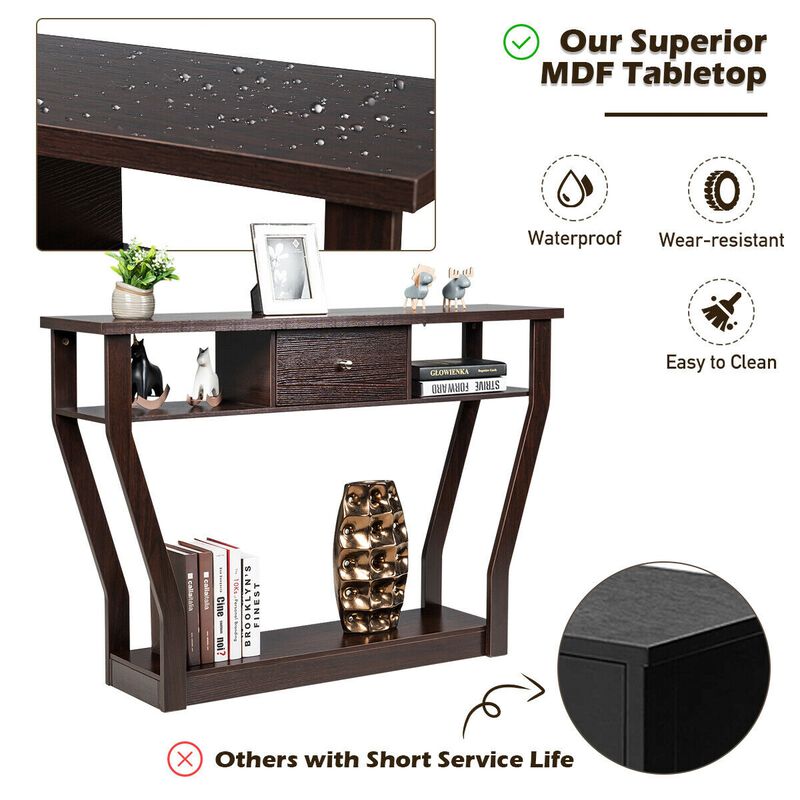 Modern Sofa Accent Table with Drawer image number 5