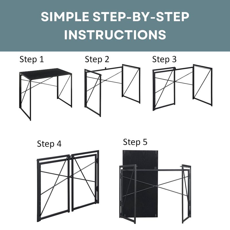 Convenience Concepts Xtra Folding Desk with 2 Outlets and 2 USB Ports