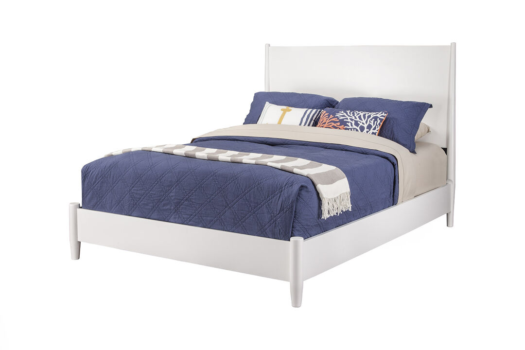 Flynn Mid Century Modern Queen Panel Bed, White