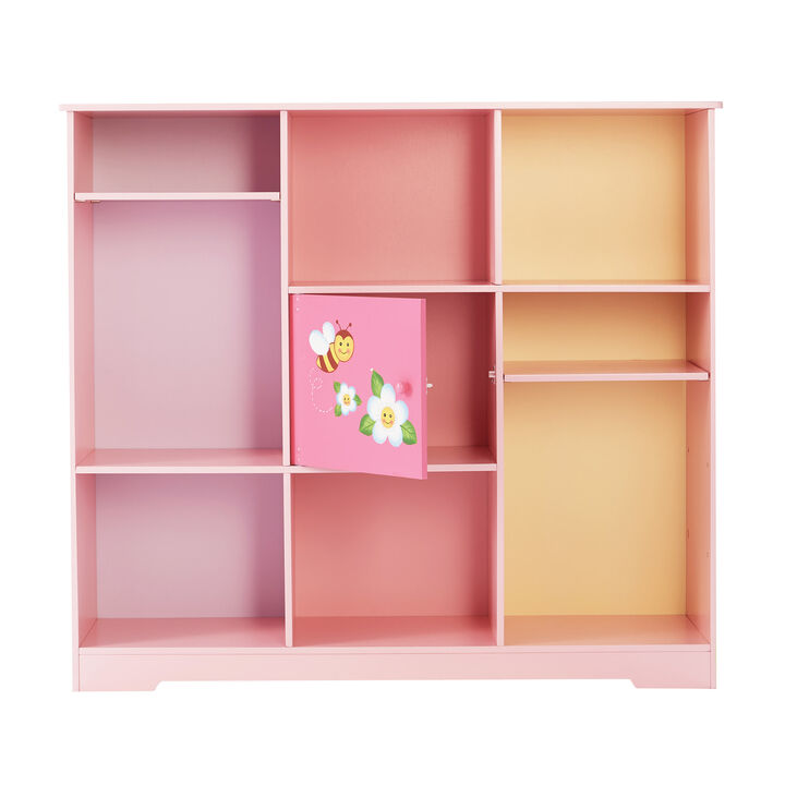 Kids Painted Magic Garden Adjustable Cube Bookshelf, Pink