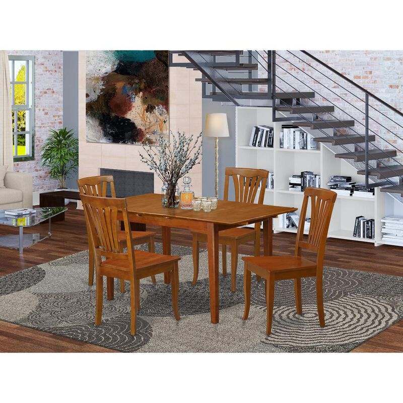 5 Pc dinette set for small spaces with Leaf and 4 Kitchen Dining Chairs