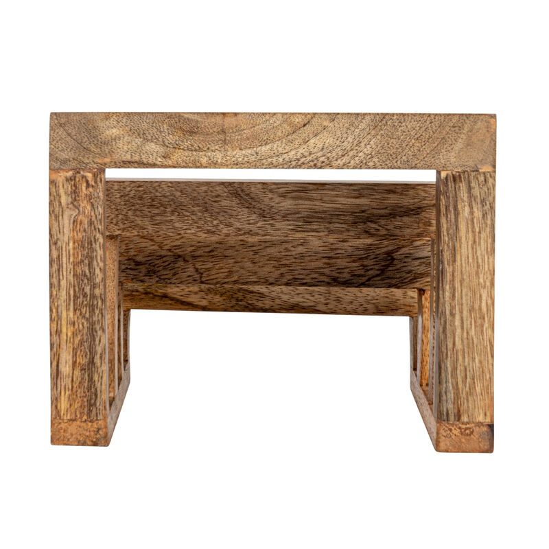 6 Inches Mango Wood Cutting Board Stand with 3 Sections for Kitchen, Natural image number 3