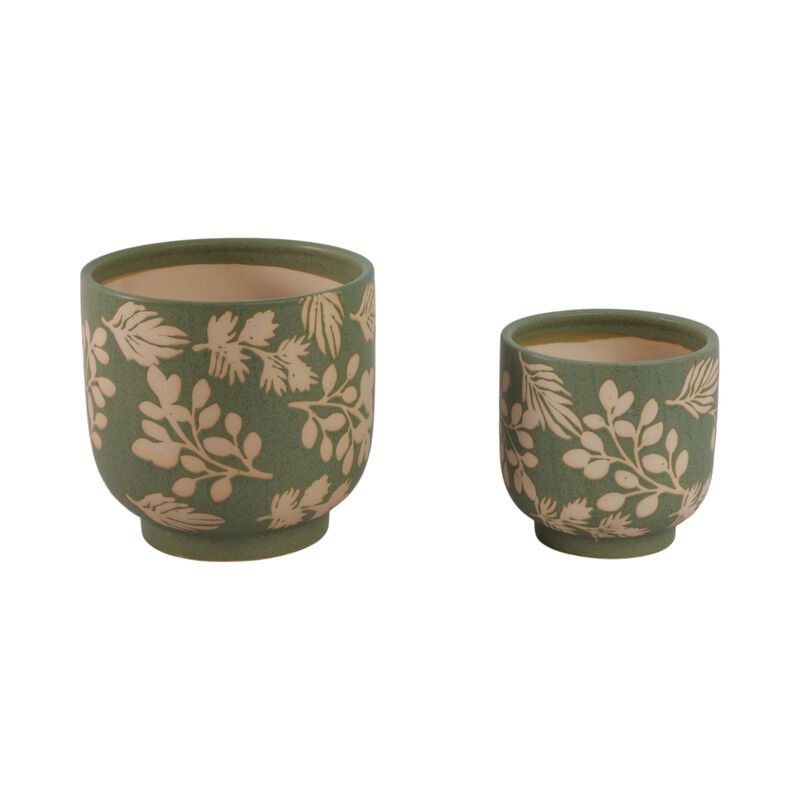 S/2 Hand Painted Leaf Planters image number 3