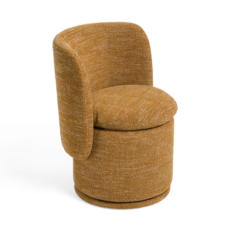 Reno Nori 26 Inch Swivel Dining Chair, Yellow Polyester, Solid Poplar Wood - Benzara image number 3