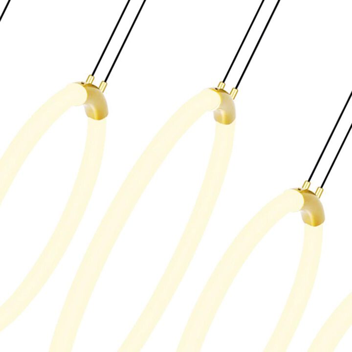 Hoops 5 Light LED Chandelier With Satin Gold Finish