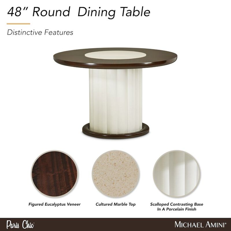 Michael Amini Paris Chic 48" Round Dining Table - Espresso image number 8