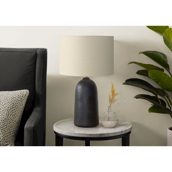 Lighting, 27"H, Table Lamp, Black Ceramic, Beige Shade, Contemporary, Modern