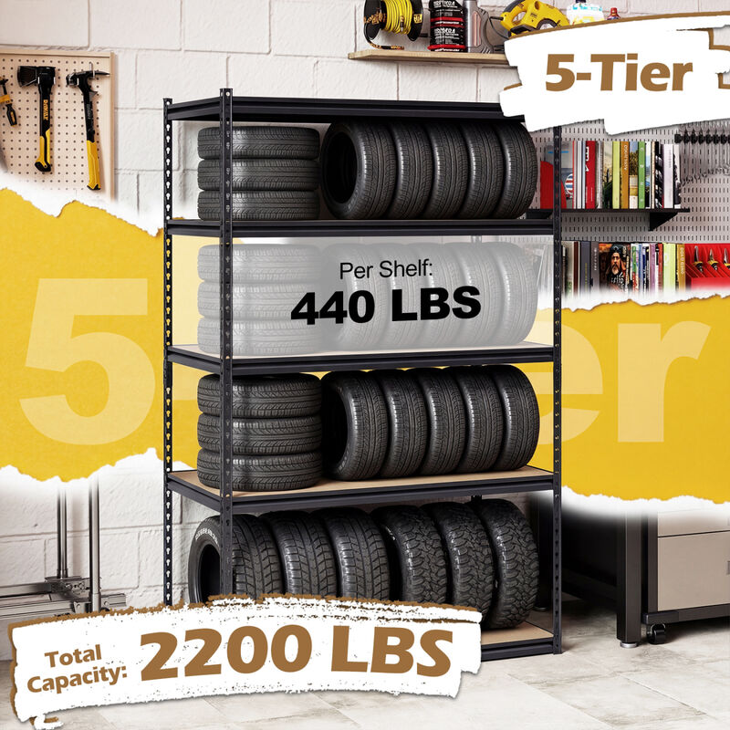Set of 3 5-Tier Heavy-Duty Garage Shelving Units with 2200 LBS Capacity image number 3