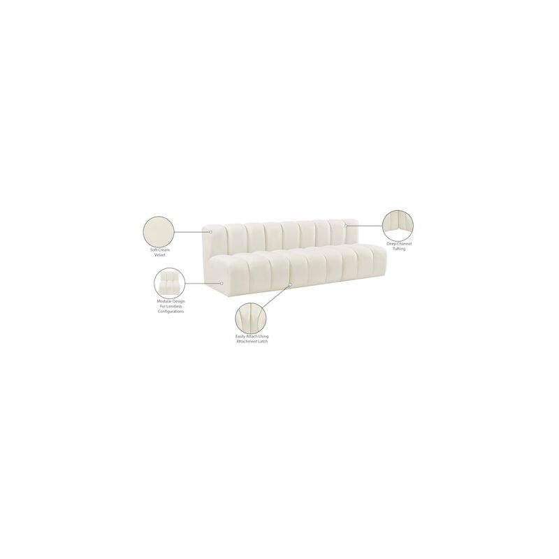 Meridian Furniture Arc Cream Velvet Modular Sofa
