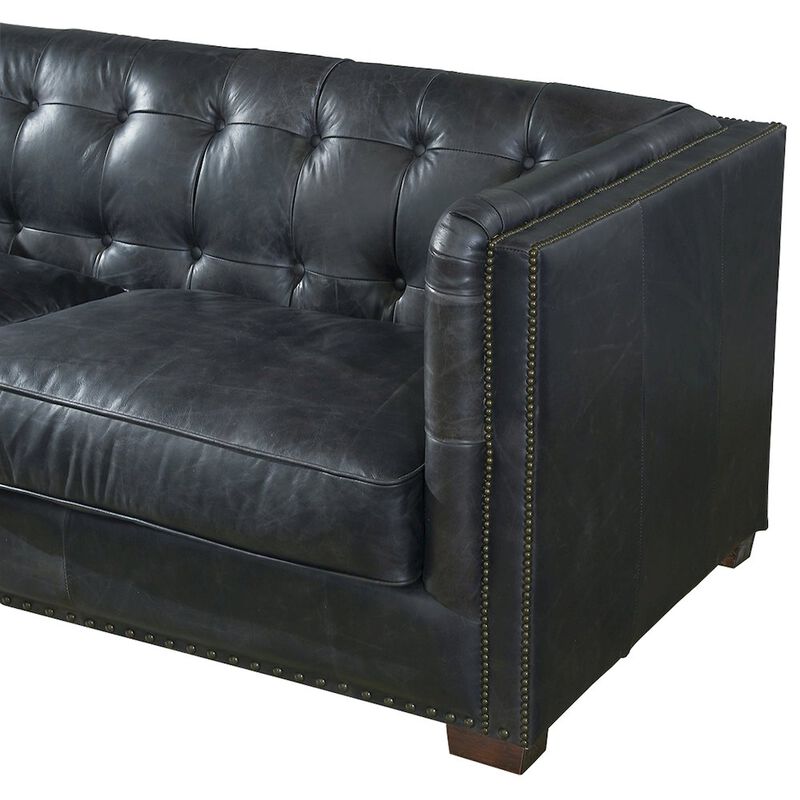 Crafters and Weavers Tuxedo Leather Love Seat - Slate