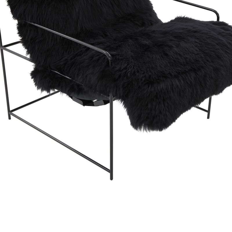 Kimi Black Genuine Sheepskin Chair