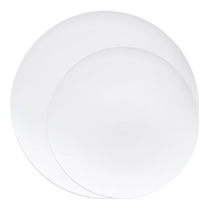 Solid White Organic Round Plastic Dinnerware Value Set (40 Sets)
