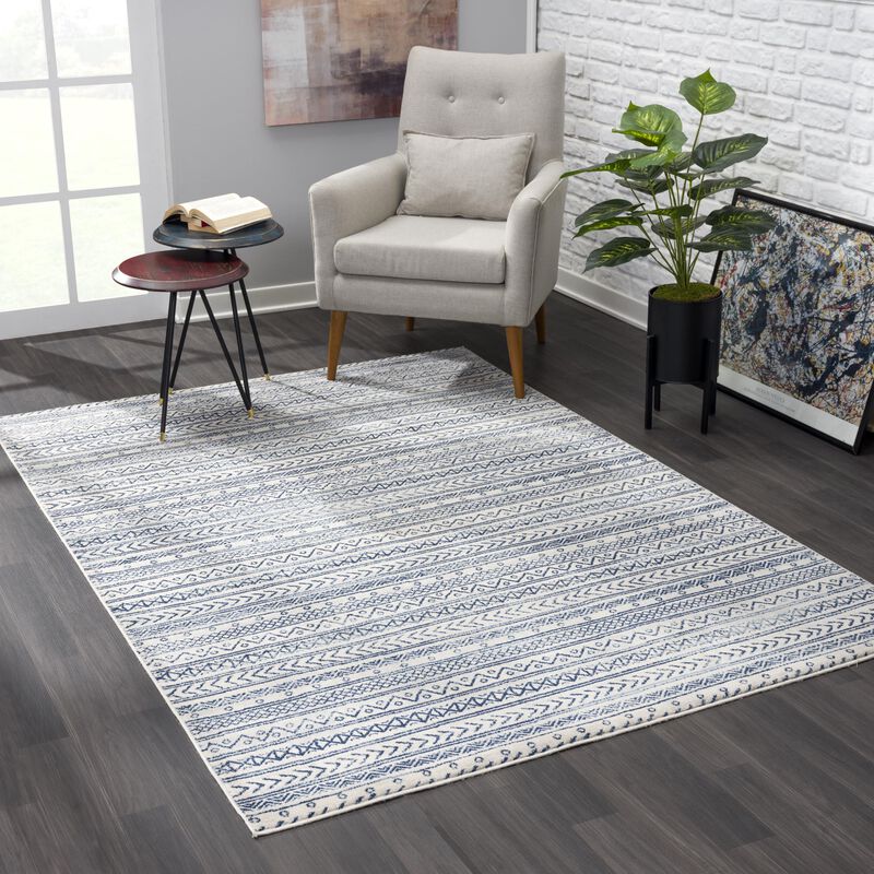 Rug Branch Azura Contemporary Boho Blue Navy Indoor Area Rug