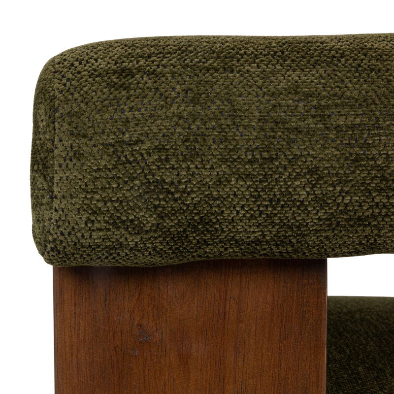 Barrel Back Accent Chair with Velvet Upholstery and Wood Frame, Green image number 7